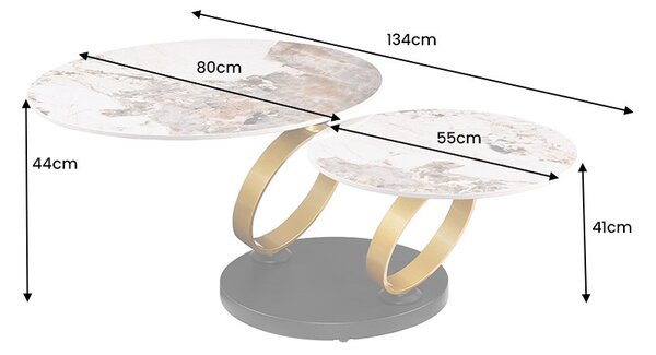 Designový konferenční stolek Danyale 80-134 cm zlatý
