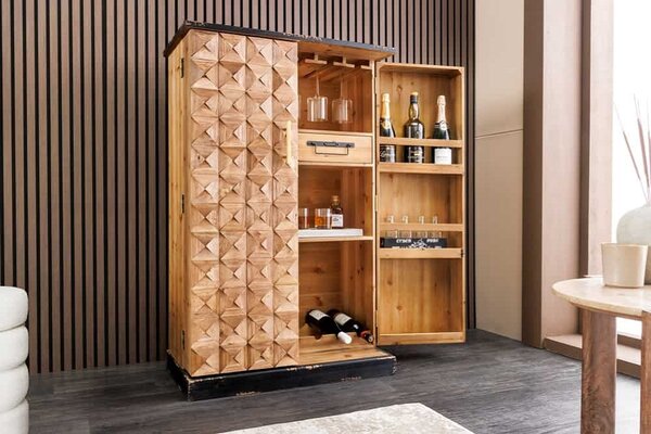 Designová barová skříňka Winebar 122 cm borovice