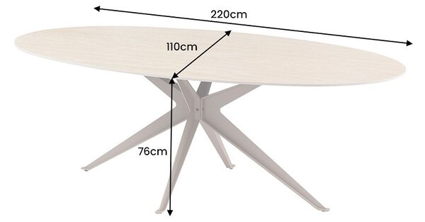 Oválný keramický jídelní stůl Tavorian 220 cm travertin / šampaňský