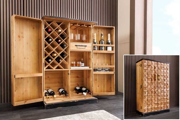 Designová barová skříňka Winebar 122 cm borovice