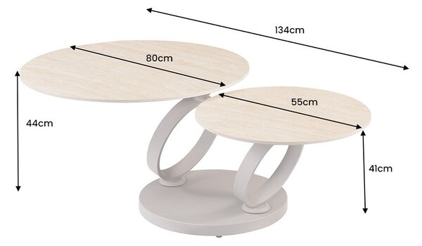 Designový konferenční stolek Danyale 80-134 cm travertin / šampaňský