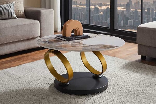 Designový konferenční stolek Danyale 80-134 cm zlatý
