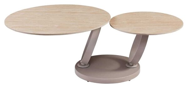Designový konferenční stolek Danyale 80-134 cm travertin / šampaňský