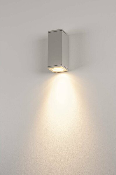 BIG WHITE SLV THEO WALL, venkovní nástěnné svítidlo, QPAR51, hranaté, stříbrošedé, max. 35 W 229524
