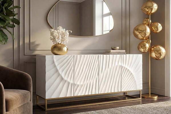 Designová komoda Shayla 177 cm bílé mango