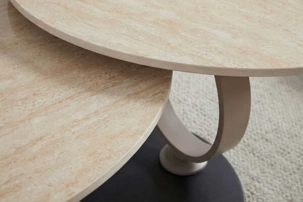 Designový konferenční stolek Danyale 80-134 cm travertin / šampaňský