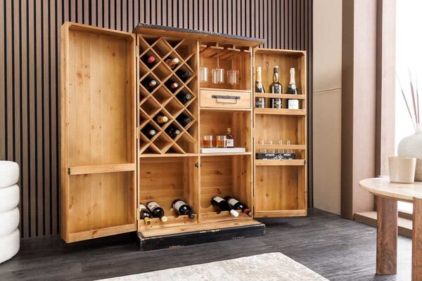 Designová barová skříňka Winebar 122 cm borovice