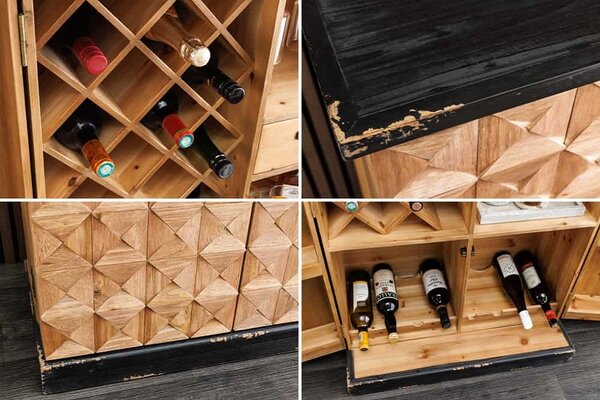 Designová barová skříňka Winebar 122 cm borovice