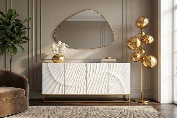 Designová komoda Shayla 177 cm bílé mango