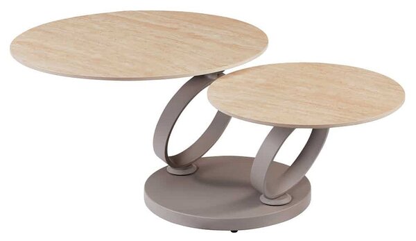 Designový konferenční stolek Danyale 80-134 cm travertin / šampaňský