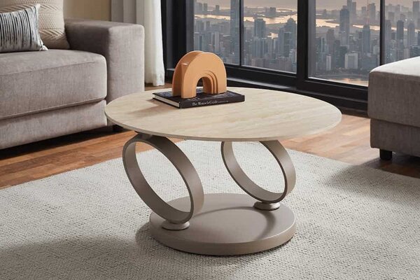Designový konferenční stolek Danyale 80-134 cm travertin / šampaňský