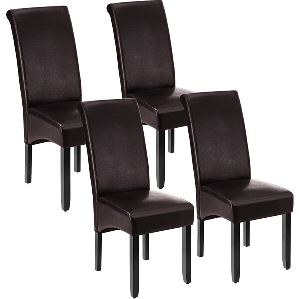 Tectake Jídelní židle ergonomická, masivní dřevo - hnědá,Sada 4 kusů