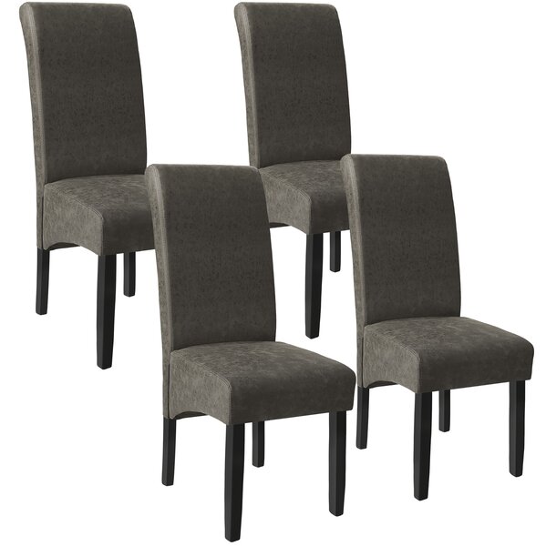 Tectake Jídelní židle ergonomická, masivní dřevo - mramorová šedá,Sada 4 kusů