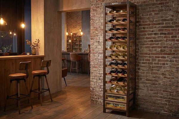 Designový regál na víno Winebar 190 cm borovice