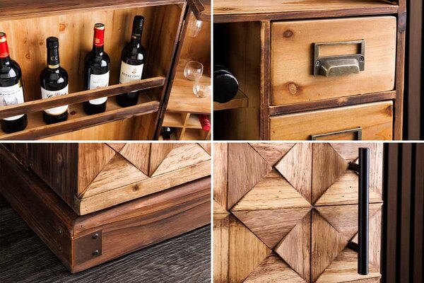 Designová barová skříňka Winebar 90 cm borovice
