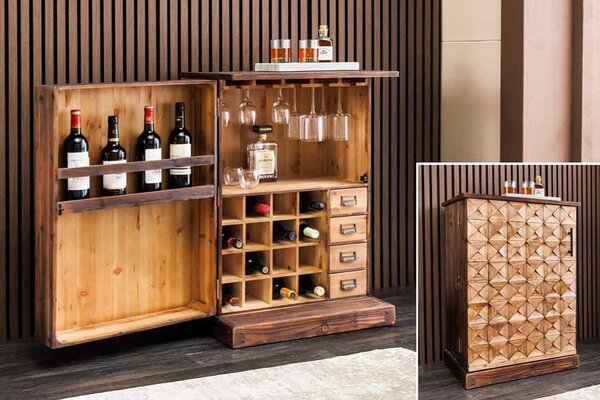 Designová barová skříňka Winebar 90 cm borovice