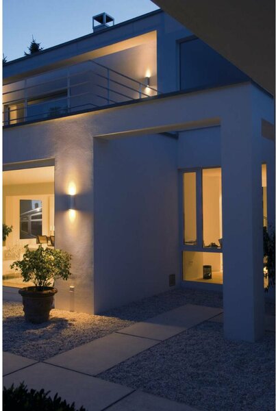 BIG WHITE SLV THEO, venkovní nástěnné svítidlo, QPAR51, IP44, hranaté, up/down, stříbrošedé, max. 70 W 229532