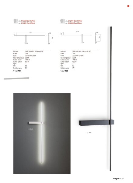 Redo 01-2479 - LED Nástěnné svítidlo TANGENT LED/14W/230V 3000K bílá