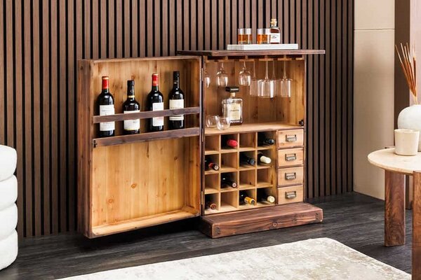 Designová barová skříňka Winebar 90 cm borovice