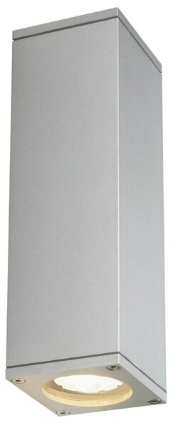 BIG WHITE SLV THEO, venkovní nástěnné svítidlo, QPAR51, IP44, hranaté, up/down, stříbrošedé, max. 70 W 229532