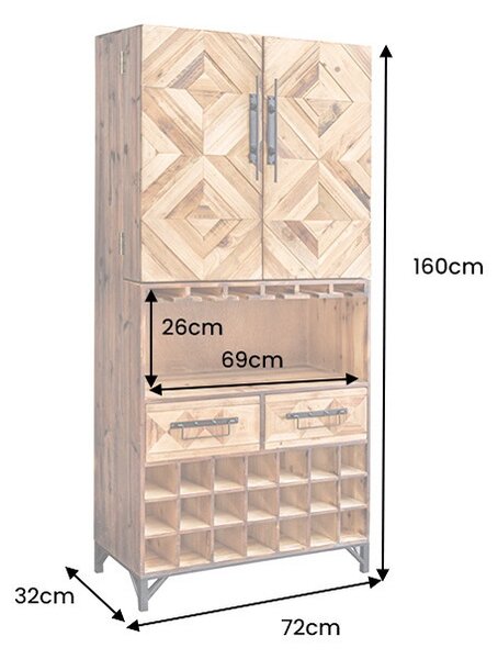 Designová barová skříňka Winebar 160 cm borovice
