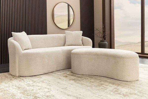 Designová 2-místná pohovka Vardinon 178 cm šampaňská béžová