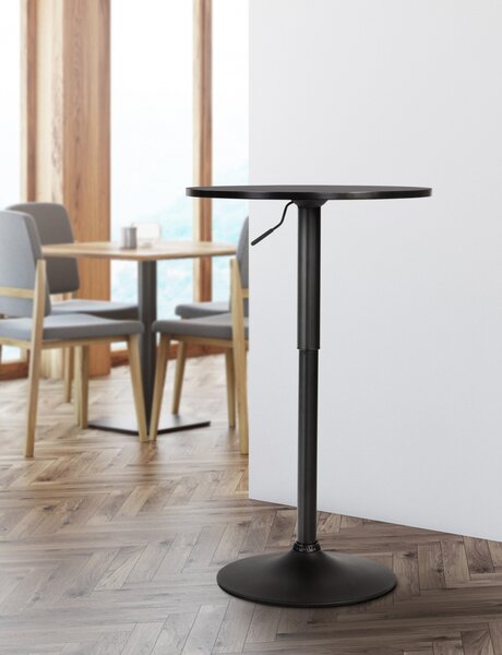 Barový stůl Lamoni - v85-106 cm x Ø60 cm - Černá/černá