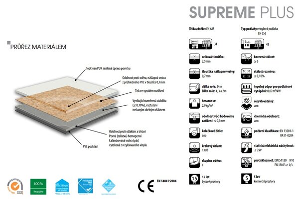 Tarkett Supreme plus 5626719 2m 1 m²
