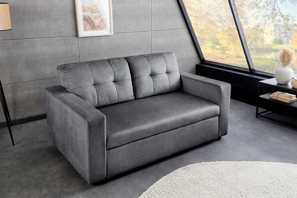 Designová rozkládací pohovka Zaragoza 142 cm šedý samet