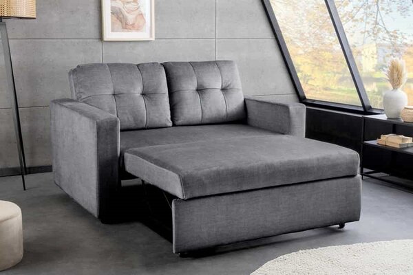 Designová rozkládací pohovka Zaragoza 142 cm šedý samet