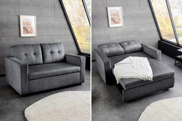 Designová rozkládací pohovka Zaragoza 142 cm šedý samet