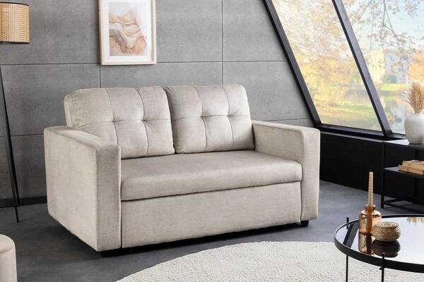 Designová rozkládací pohovka Zaragoza 142 cm béžový samet