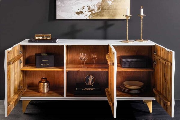 Designová komoda Venetia 140 cm bílé mango