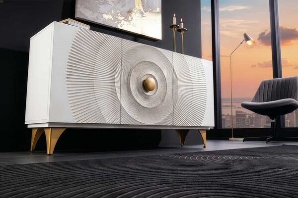 Designová komoda Venetia 140 cm bílé mango