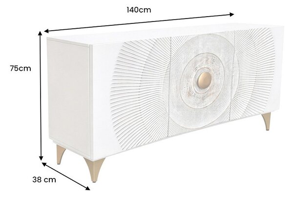 Designová komoda Venetia 140 cm bílé mango