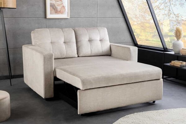 Designová rozkládací pohovka Zaragoza 142 cm béžový samet