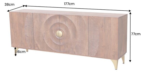 Designová komoda Venetia 177 cm hnědé mango