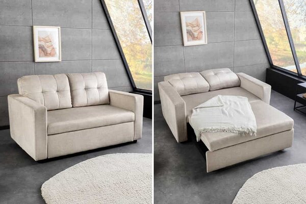 Designová rozkládací pohovka Zaragoza 142 cm béžový samet