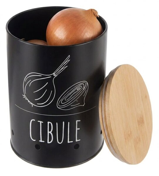 Orion Dóza na cibuli, plech/bambus pr. 13 cm, BLACK CZ