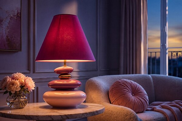 Designová stolní lampa Kalpana 60 cm růžová