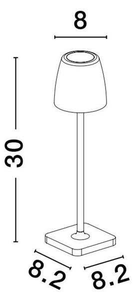 NV 9223413 Venkovní stolní lampa COLT tmavě šedý litý hliník a akryl LED 2W 3000K IP54 62st. 5V DC vypínač na těle USB kabel stmívatelné - NOVA LUCE