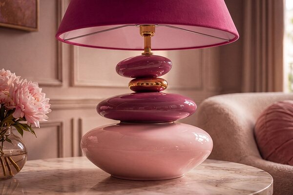 Designová stolní lampa Kalpana 60 cm růžová