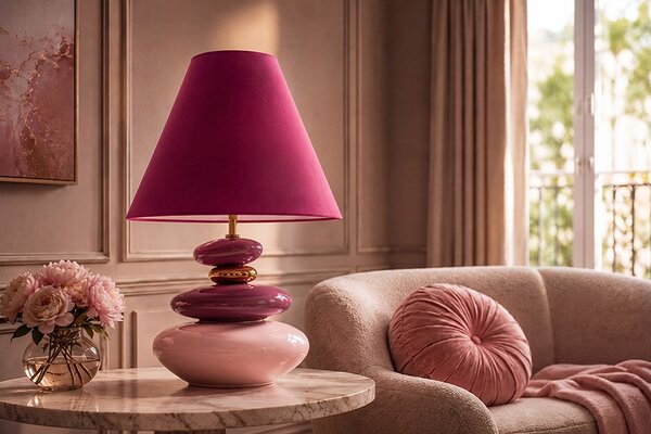 Designová stolní lampa Kalpana 60 cm růžová