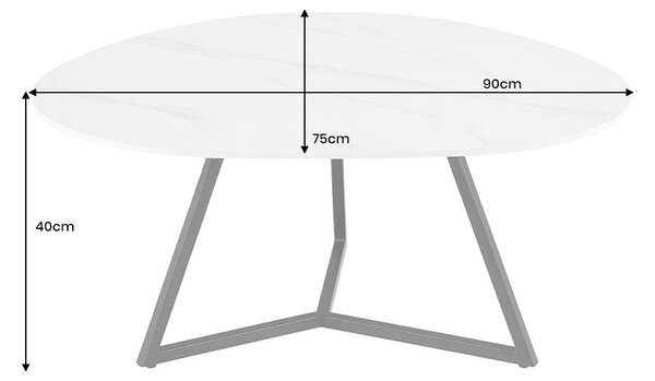 Keramický konferenční stolek Paquita 90 cm bílý