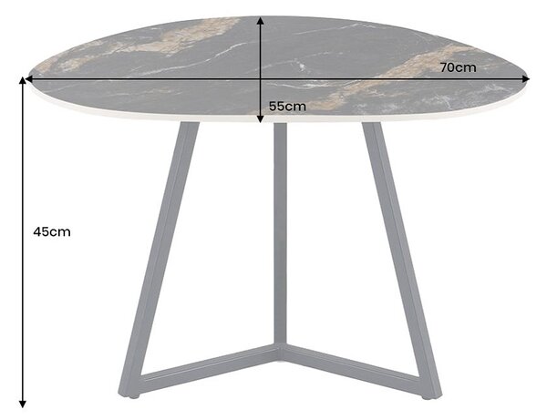 Keramický konferenční stolek Paquita 70 cm černý / pískový