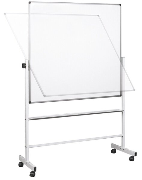 Mobilní otočná oboustranná keramická tabule, magnetická, bílá, 1200 x 900 mm