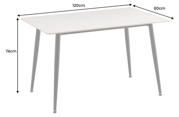 Keramický jídelní stůl Garold 120 cm bílý