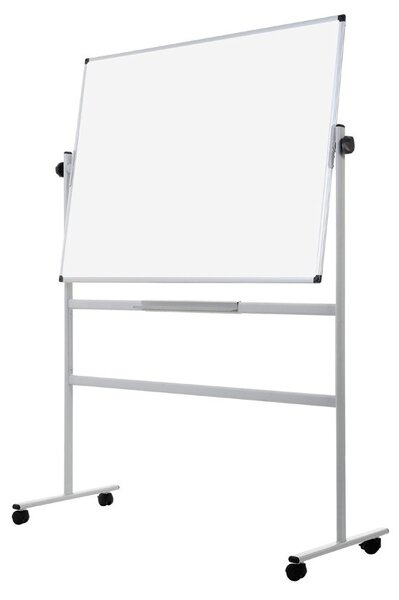 Mobilní otočná oboustranná keramická tabule, magnetická, bílá, 1200 x 900 mm