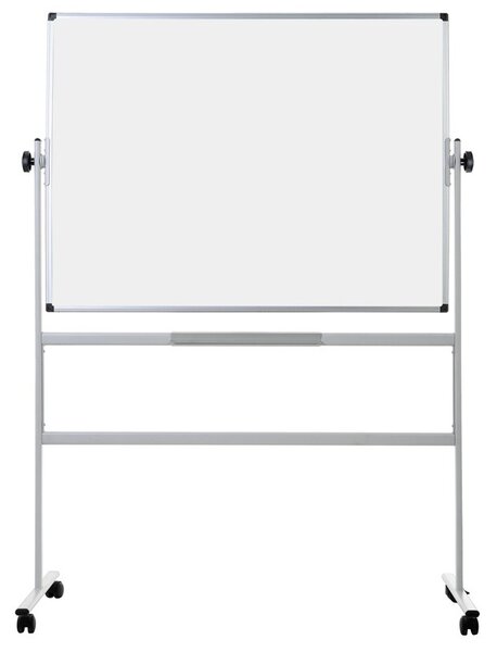 Mobilní otočná oboustranná keramická tabule, magnetická, bílá, 1200 x 900 mm