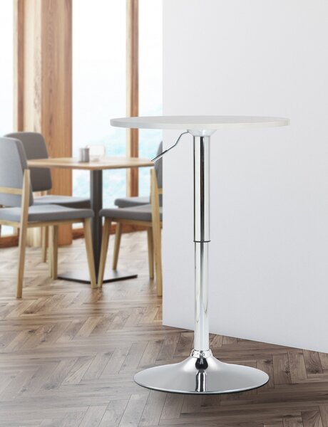 Barový stůl Lamoni - v85-106 cm x Ø60 cm - Bílá